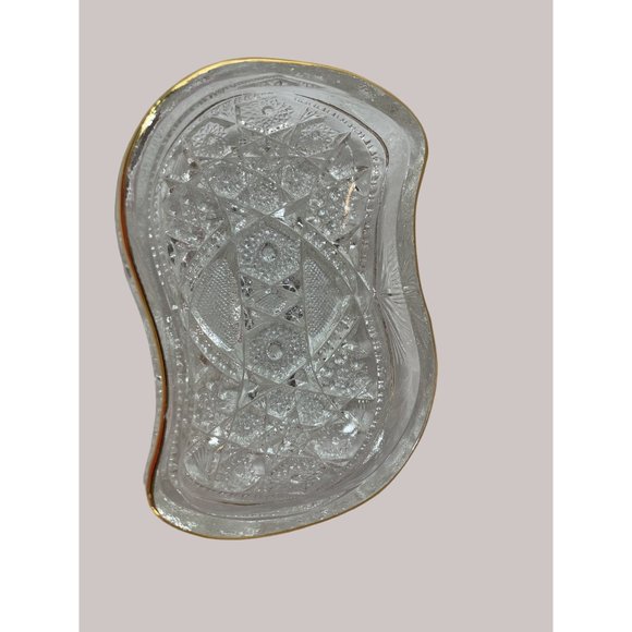 EAPG Early American Pressed Glass Relish Dresser Makeup Brush Holder Dish Unique - Picture 1 of 3